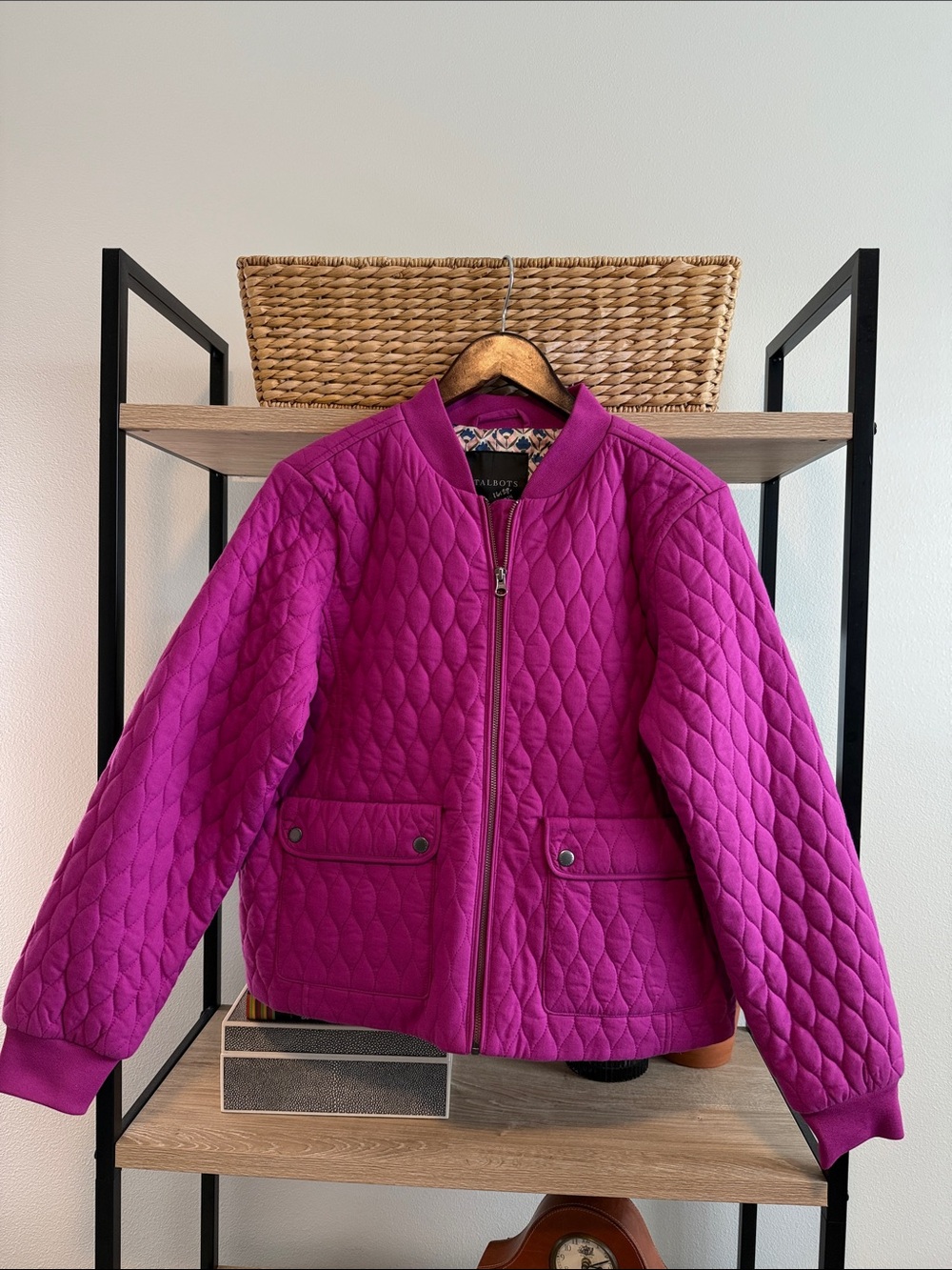 Talbots Cotton Quilted Full Zip Sweatshirt Jacket, Large